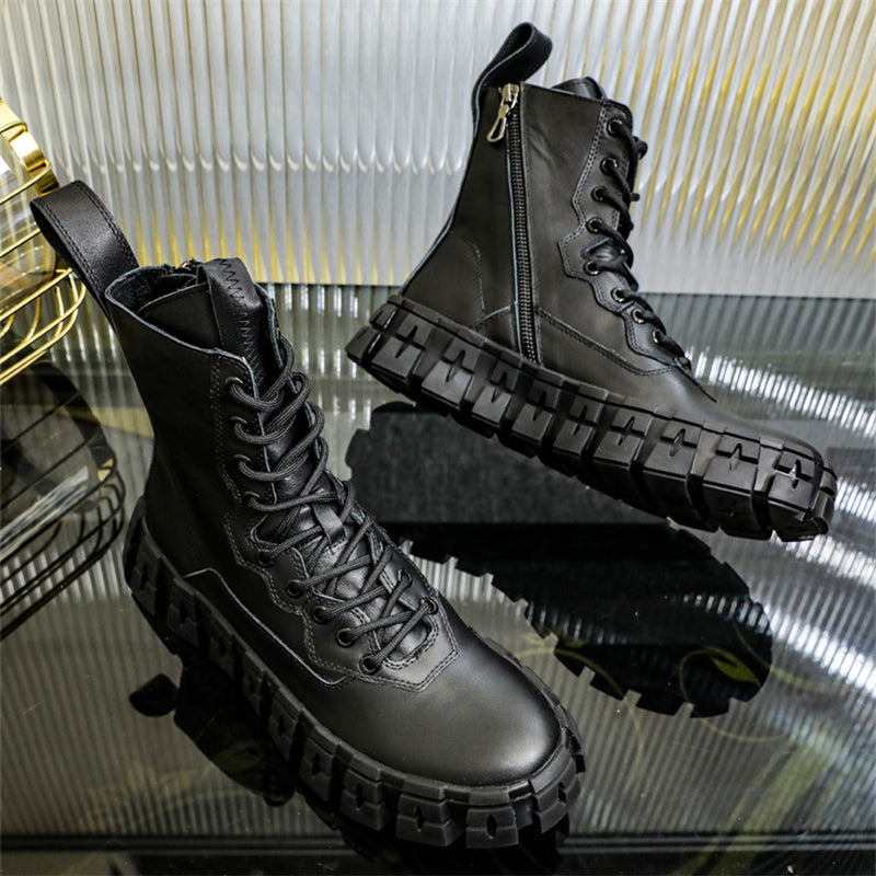 Thick Sole Mid Top Motorcycle Boots
