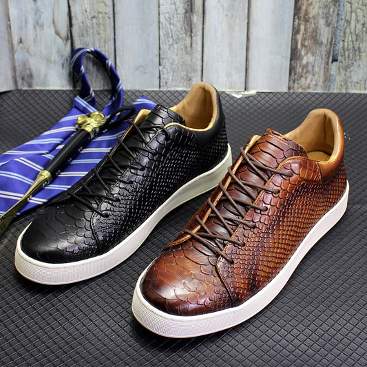 Men's Embossed Flat Casual Leather Shoes
